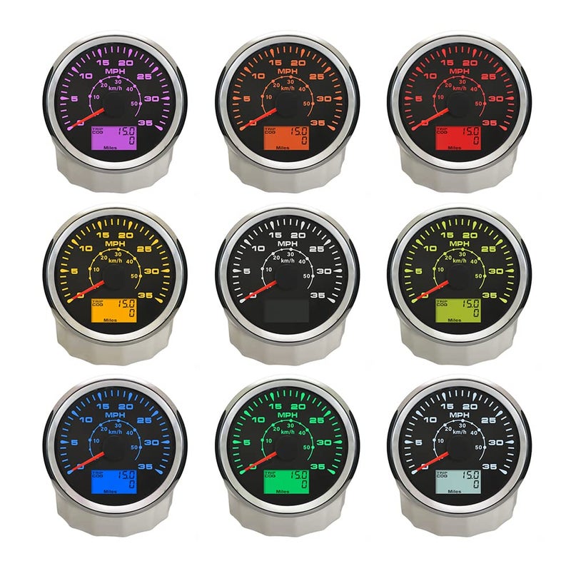 ELING 3 3/8" GPS Speedometer 35 MPH 55 KM/H Speedo Velometer Odometer Mileage for Sailboat Snowmobile Jet Ski Boat Ships 12V 24V - Image 1